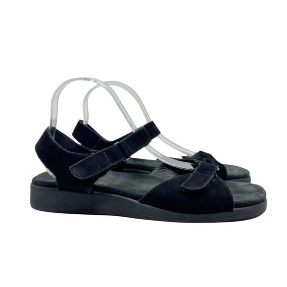 Rockport Black suede low sandals size 10W 10 Wide adjustable straps - Picture 11 of 11